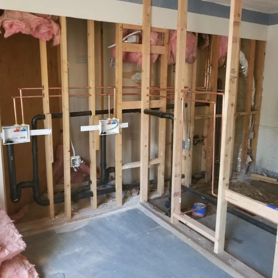Copper pipe rough-in and plumbing installation in Traverse City